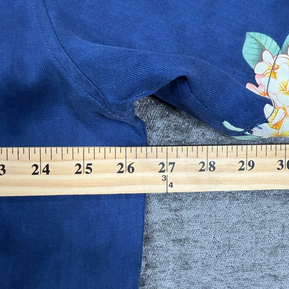 Tommy Bahama Silk Camp Shirt Floral Hawaiian Blue Mens XXL - Picture 7 of 7